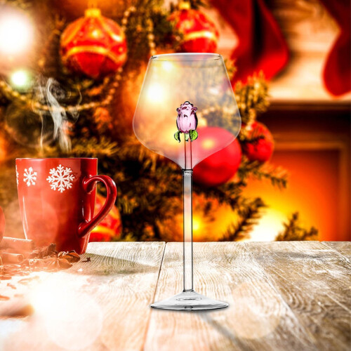 Ensemble de 2 verres à vin rosés de Noël 1