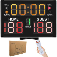 LUCKY TIME Electronic Basketball Scoreboard with Buzzer, Digital Scoreboard with Remote,Portable Score Keeper Battery Powered High-Bright Score Board