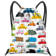 BHAHB Drawstring Backpack for String Bag Waterproof Cute Sports Beach Swimming Travel (13"?17") (Z17-White Car)