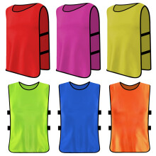6 x Sports Training Bibs - Mesh Scrimmage Vests for Football, Soccer, Rugby, Cricket, Hockey, Netball - Youth and Kids Sizes