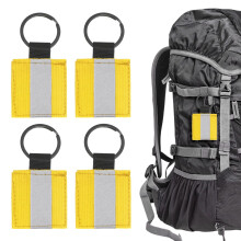 TIXIPEM Safety Reflector Pendants [4PCS] - Fabric Reflective Safety Keychain Gear Use for Backpack & Running & Cycling - [Golden-2.8IN/7CM]