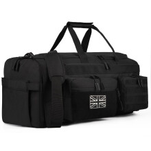 LHI 3-in-1 Tactical Gym Bag 50L, Multi-Purpose Duffle Holdall Backpack with Shoe Compartment, MOLLE System, Weekend Travel Bag - Black