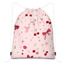 Fakcrkun Bow Drawstring Bags, Coquette Bows Cherry Drawstring Backpack, Cute Drawstring Bags Sports Gym String Bag for Kids Daily Outdoor Home School