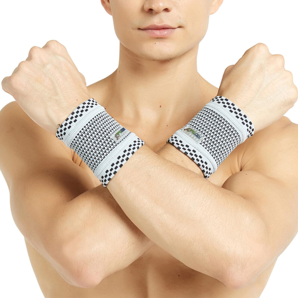 Neotech Care Wrist Brace - Light, Elastic & Breathable - Men, Women, Right Or Left - For Sweat, Sports, Exercise, Workout, Gym (Grey Colour, Size M, 1
