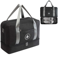 Kaxich Waterproof Gym Bag Duffle Bag Travel Overnight Bag Dry Wet Separation Weekender Handbag Sports Fitness Swim Tote Bag for Men Women (Black) 39 x