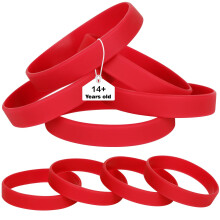 LVNRIDS Red Silicone Elastic Wristbands Rubber Bracelets 25 Pcs for Adult, 20.2 cm Length Coloured Wrist Bands Silicone for Business School Activity