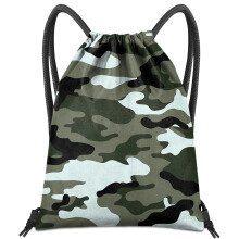 BHAHB Drawstring Backpack for String Bag Waterproof Cute Sports Beach Swimming Travel (13"?17") (Z13-Green Camouflage)