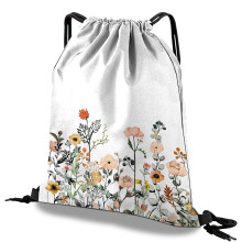 Deokke Drawstring Backpack Draw String Bag Waterproof for Sports Gym Beach Travel Cute Aesthetic Sackpack Men Women (13"?17") (S13-Red Flower)