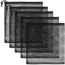 LICQIC 5 Pcs Polyester Mesh Drawstring Bag, Net Bags for Swimming Beach Pool ToysEquipment