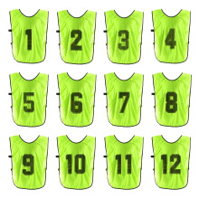 PATIKIL Soccer Training Vest, 12 Pack Team Sports Pinnies Reversible Numbered Soccer Practice Pennies Jerseys Bibs with Belt for Adult, 28 Inch Green