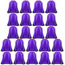 FEPITO 22 Pack Drawstring Bags String Backpack Bulk Sack Cinch Bag Sport Bags for School Gym Traveling (Purple)