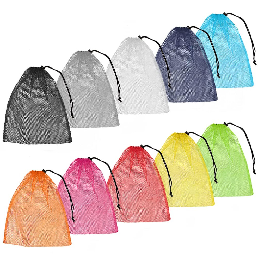 Photos - Weight Bench Geluode Nylon Mesh Bag,10 Pack Colorful Drawstring Mesh Stuff Sack 35x40 cm Multi Functional Storage Bag for Storage,Travel