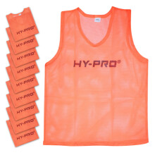 Hy-Pro Training Bibs, Pack of 10, Large Size, Orange Mesh, Sports Practice Vests, Lightweight, Breathable, Football Rugby Sports Bibs, Training