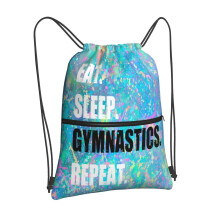 Newhomestyle Drawstring Backpack Eat Sleep Gymnastics Repeat, Gym Waterproof String Bag, Outdoor Beach Drawstring Bag, Lightweight Sports Drawstring