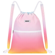 WANDF Drawstring Backpack with Shoulder Pad String Bag Sackpack Cinch Water Resistant Nylon for Gym Shopping Sport Yoga (Rainbow)