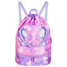 PinkSheep Swimming Bag for Kids, Gym Drawstring Backpack for Girls Boys - Waterproof Beach Bags with Shoes Compartment and Wet Proof Pocket for