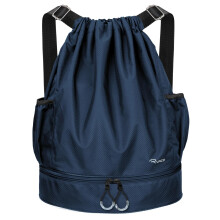 RYACO Drawstring Backpack Sports Gym Bag, Water Resistant String Sackpack Large Size with Zipper and Water Bottle Mesh Pockets for Gym Shopping Sport
