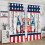 Independence Day Curtains Blue Red Stars Wooden Pattern Rod 4