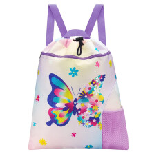 WAWSAM Butterfly Gym Drawstring Bag - 38 ? 45 cm Sports Gym PE Bag for Girls Kids Waterproof Swimming Beach Shopping Yoga Backpack and Drawstring kids