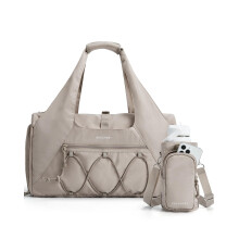 BAGSMART Gym Sports Bag for Women, 25L Lightweight Duffle with Shoe Compartment & Wet Pocket for Yoga Travel, Gym Tote with Water Bottle Pouch, Camel