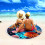 Microfiber Beach Towel Blanket Fast-Drying Round 60in with 7