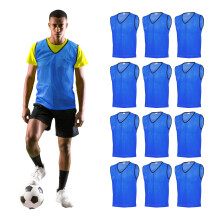 GSi Sports Pinnies - Pack of 12 - Free Size for Youth/Adult - 5 Color Options - Soccer, Basketball Practice Vest (Blue)
