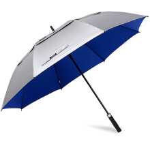 G4Free - 68" Golf Umbrella UV Protection Auto Open Extra Large Windproof Sun Rain Umbrella Double Canopy (Silver/Blue)