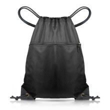 CHEPULA Drawstring Bags, Large Black Sports Backpack String Swim Drawstring Gym PE Bags for Women Men, Travel Beach Bag with Waterproof