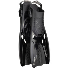 CRESSI Tonga Fins Black/Black S/M - Adult Lightweight Short Adjustable Open Slip Fins, Ideal for Snorkelling, Swimming, Black/Black, S/M