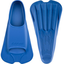 CAPAS Swim Training Fins Comfortable Silicone Swimming Floating Flippers with Mesh Bag for Kids Adult Men Women Short Blade Build Leg Strength (Blue,