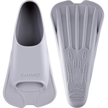 CAPAS Swim Training Fins Comfortable Silicone Swimming Floating Flippers with Mesh Bag for Kids Adult Men Women Short Blade Build Leg Strength (Grey,