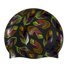 arena Print 2 Unisex Silicone Swimming Cap for Adults, Training and Racing, 100% Silicone No Crease Falling Leaves