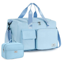 FIORETTO Womens Mens Sports Gym Duffle Bag with Shoes Compartment, Weekend Travel Overnight for Women, Foldable Water Resistant Holdall Hospital for