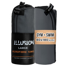 illusion Extra Large Microfibre Towel (80x180 cm) ? Compact, Lightweight & Fast Drying Towel. Perfect Gym, Travel, and Swimming Towels for Adults.