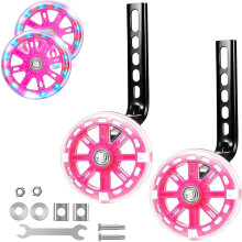 2 Pieces Stabilisers for Childs Bike, 11cm Pink Kids Stabilisers for Bikes,Light-Up Bicycle Wheel Universal Stabilizer,Adjustable Support Bike Wheels