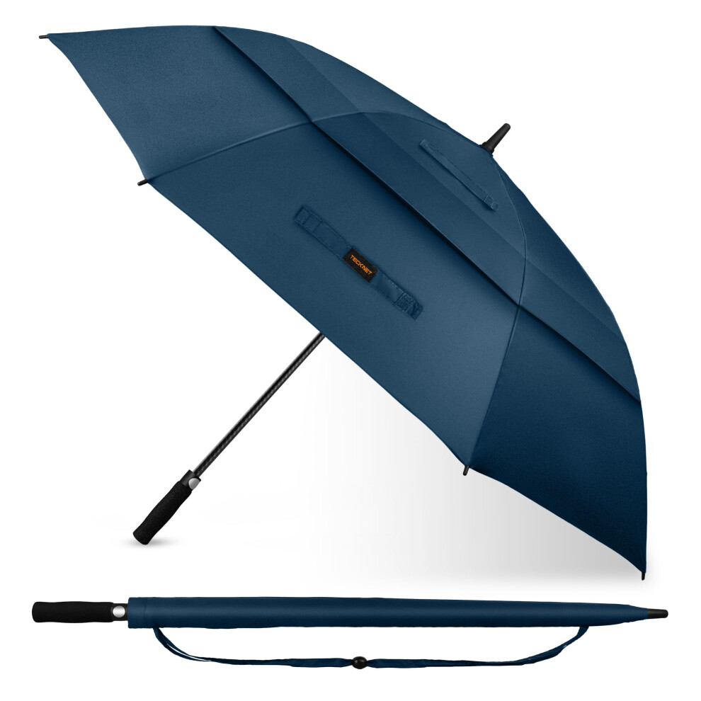 Tecknet Golf Umbrella Large 68 Inch, Windproof Strong Double Canopy Vented, Automatic Open With Eva Grip, Outdoor Sun, Rain, Wind Protection Stick