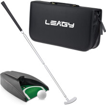 LEAGY Portable Golf Putter Travel Practice Putting Set with Case Indoor Outdoor Yard, Indoor Golf Games Set, Ball Return System Zink Alloy Putter Best