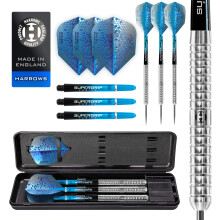 Harrows Pulse Darts, 90% Tungsten Steel Tip Darts Set, Includes Recessed Curve Grip, Aqua Supergrip Fusion Shafts, Prime Flights & Travel Case,