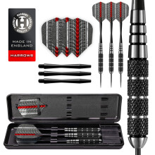 Harrows Black Jack Stainless Steel Tip Darts Set 18g, 20g, 22g & 24g - Inlcudes Speedline Shafts, Supergrip Flights & Travel Case (20g)