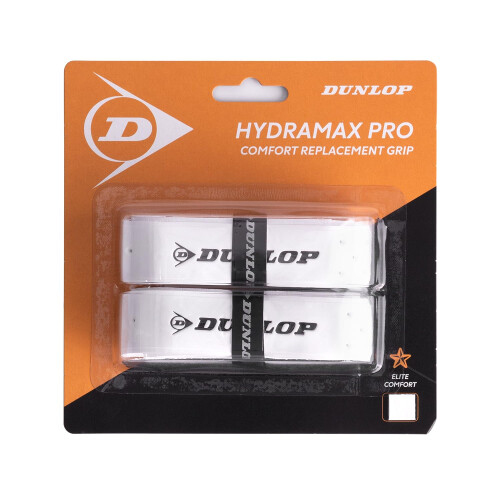 Dunlop DUNLOP Hydromax Pro Squash Replacement Grip, White (2-Pack)