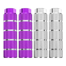 sourcing map 2 Pairs Bike Pegs Aluminum Alloy Rear Stunt Pegs Anti-Skid Stripe Back Seat Stands Fit 3/8" Axles for Mountain Bike, Purple & Silver