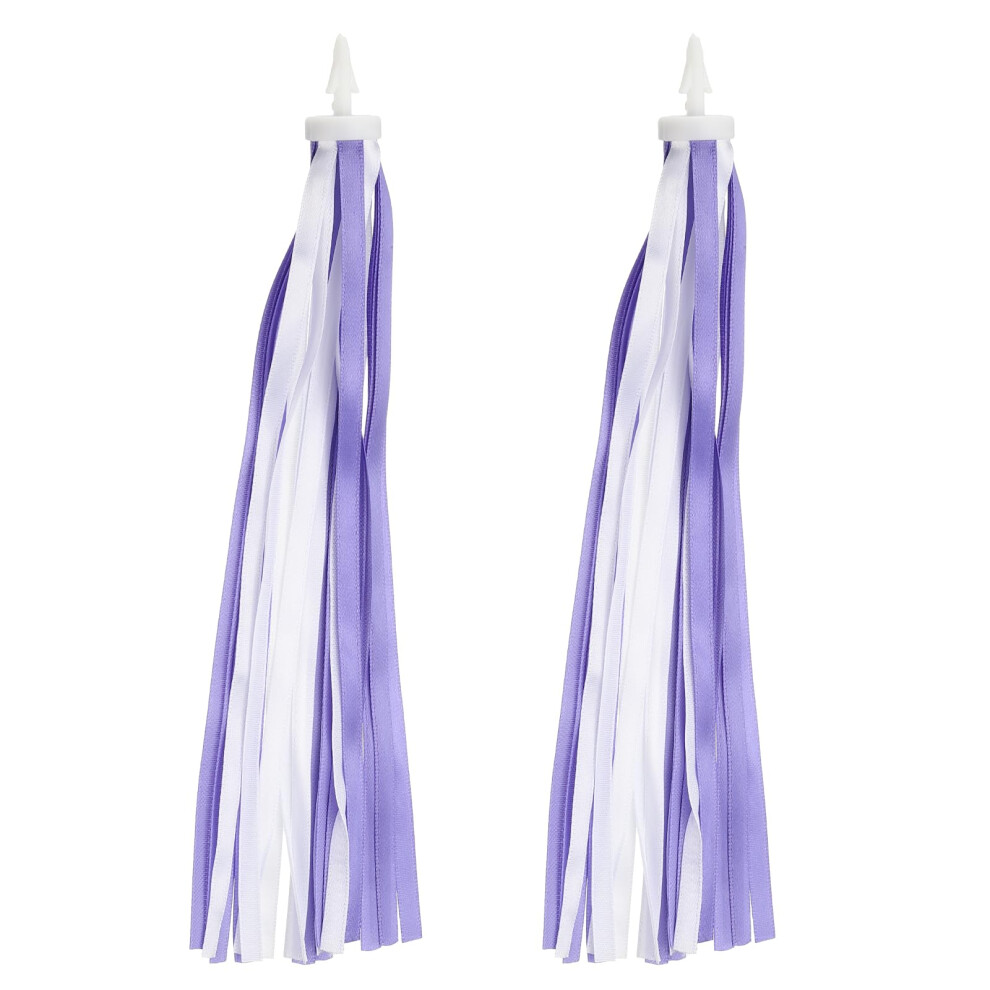 Patikil Bike Streamers, Colorful Scooter Handlebar Tassels Grips Ribbon Accessories Decorations For Bicycle Tricycle Handles, Purple/White 5051224267422