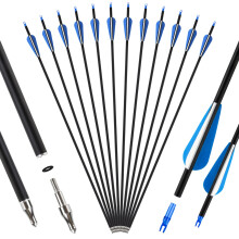 SERfawnCH 12Pcs 30" Carbon Archery Arrows, Spine Matched for Hunting & Target Practice with Compound & Recurve Bows, Carbon Shaft and Removable Tips?