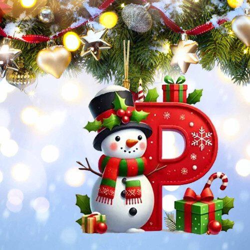 Gepersonaliseerd kerstboomornament met initialen van 26 letters 2