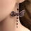 Dragonfly Cubic Zirconia Drop Earrings 925 Silver Blue 8