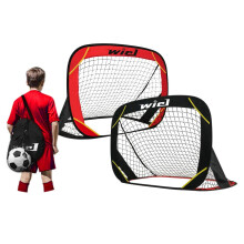 Wiel Pop Up Football Goals, Set of 2 Portable Kids Football Nets for Garden Training and Team Game, 48x32 Inch Foldable Red/Black Goal Set with Carry