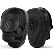 EVO Fitness Curved Boxing MMA Focus Pads Set Muay Thai Martial Arts Training Pads UFC PRO (Matte Black)