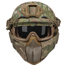 OneTigris Airsoft Fast Helmet - Full Face Protective Tactical Helmet With Foldable Ear Protection Mask And Goggles for Airsoft Paintball Sooting