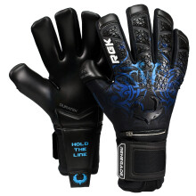Renegade GK Limited Edition Rogue Arcane Goalie Gloves with Fingersaves | 4mm Giga Grip | Black & Blue Football Goalkeeper Gloves (Size 6, Youth,