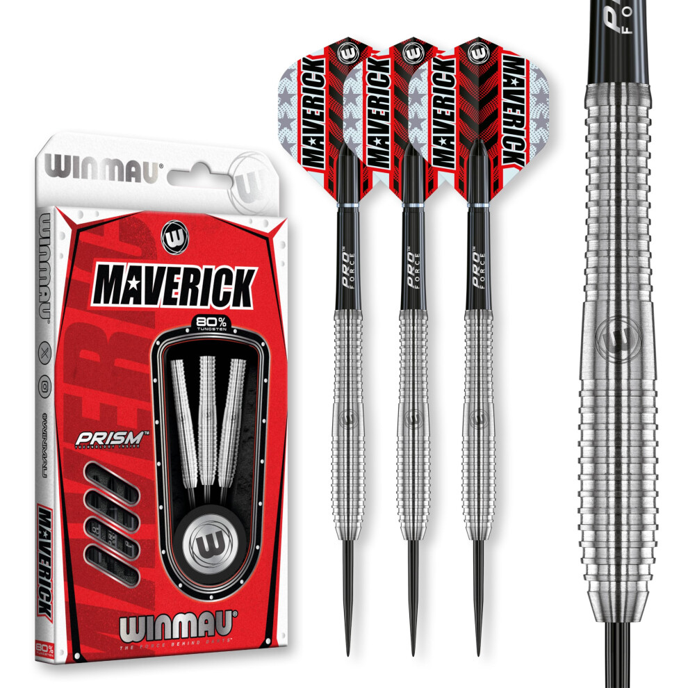 Winmau Maverick 23 Gram Professional Steeltip Tungsten Darts Set With Flights And Stems (Shafts)